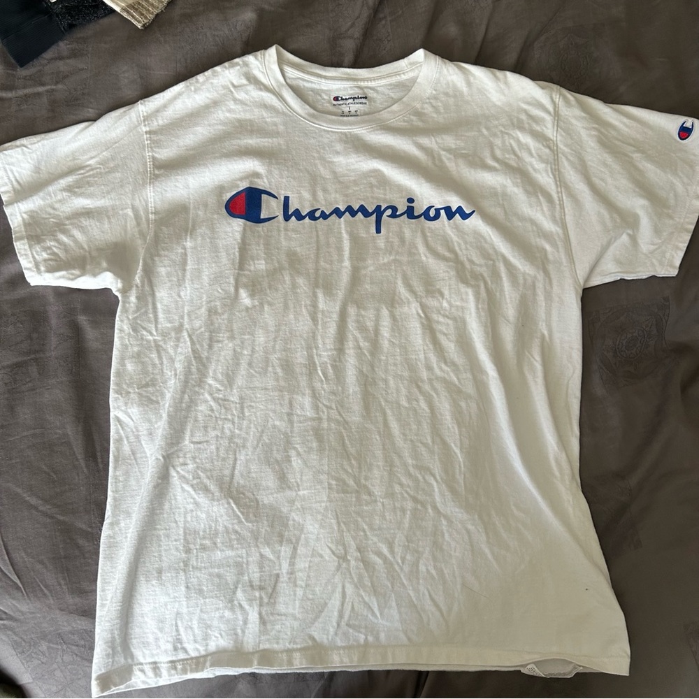 White champion t shirt men’s graphic logo tee